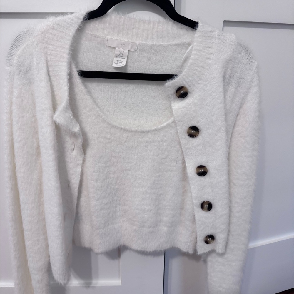H&M Cream Button-Up Women Sweater